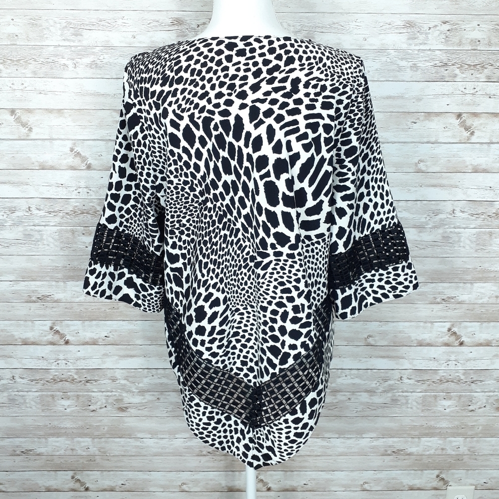 Alfani Blouse PL Animal Print Top Black White 565 - Picture 4 of 7